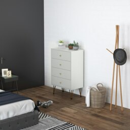 Rackhams Chest of Drawers, 4 Drawer Dresser Storage Organiser for Bedroom - White - 4