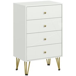 Rackhams Chest of Drawers, 4 Drawer Dresser Storage Organiser for Bedroom - White - 4 - thumbnail 3