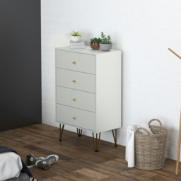 Rackhams Chest of Drawers, 4 Drawer Dresser Storage Organiser for Bedroom - White - 4 - thumbnail 2