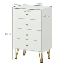 Rackhams Chest of Drawers, 4 Drawer Dresser Storage Organiser for Bedroom - White - 4 - thumbnail 4