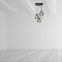 Rackhams Omega Hand Made Circular Pendant Lamp With Elegant Smoked Glass Spheres Quality Matt Black Fittings With Gold Detail - thumbnail 5