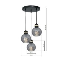 Rackhams Omega Hand Made Circular Pendant Lamp With Elegant Smoked Glass Spheres Quality Matt Black Fittings With Gold Detail - thumbnail 6