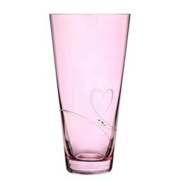 Rackhams Pink Romance Crystal Vase Adorned with Swarovski® Crystals - 25cm - Made From Premium Lead Free Crystal Glass