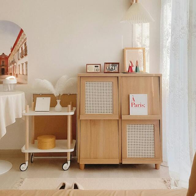 Rackhams Iskandar Sideboard With Magazine Rack, Solid Wood & Rattan, Storage - 82cm - image 1