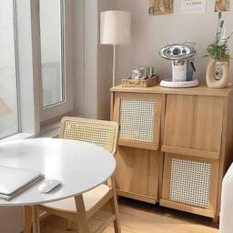 Rackhams Iskandar Sideboard With Magazine Rack, Solid Wood & Rattan， Storage - 82cm - thumbnail 5