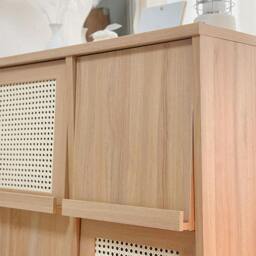 Rackhams Iskandar Sideboard With Magazine Rack, Solid Wood & Rattan， Storage - 82cm - thumbnail 6