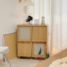 Rackhams Iskandar Sideboard With Magazine Rack, Solid Wood & Rattan， Storage - 82cm - thumbnail 3