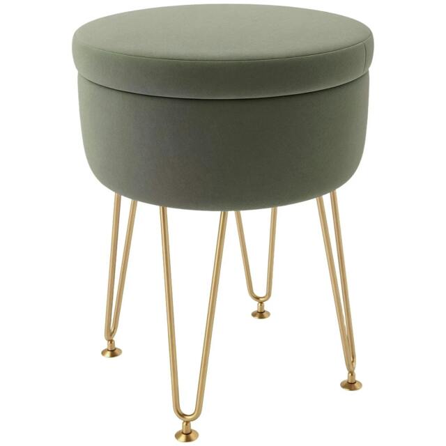 Rackhams 5L Velvet-Feel Storage Ottoman - Green