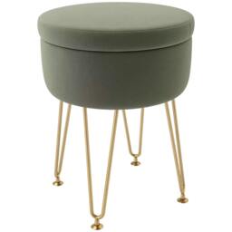 Rackhams 5L Velvet-Feel Storage Ottoman - Green - Green