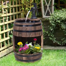 Rackhams Wood Barrel Pump Garden Fountain Water Feature Flower Planter Stand New - thumbnail 1