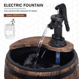 Rackhams Wood Barrel Pump Garden Fountain Water Feature Flower Planter Stand New - thumbnail 4