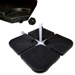 Rackhams 4 Pack 60/80Kg Square Water / Sand Filled Black Hanging / Banana / Cantilever Garden Patio Decking Parasol Base Weight - Outdoor Umbrella & Parasols - thumbnail 2