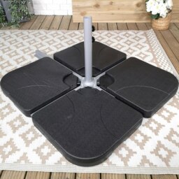 Rackhams 4 Pack 60/80Kg Square Water / Sand Filled Black Hanging / Banana / Cantilever Garden Patio Decking Parasol Base Weight - Outdoor Umbrella & Parasols - thumbnail 3