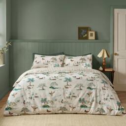 Rackhams Brushed Mallards Cotton Reversible Duvet Cover Set Cream - King - Cream