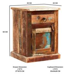 Rackhams Dahila Reclaimed Boat Bedside Table - 45CM X 40CM X 60CM  (LXDXH) - Wood - 1 - thumbnail 4