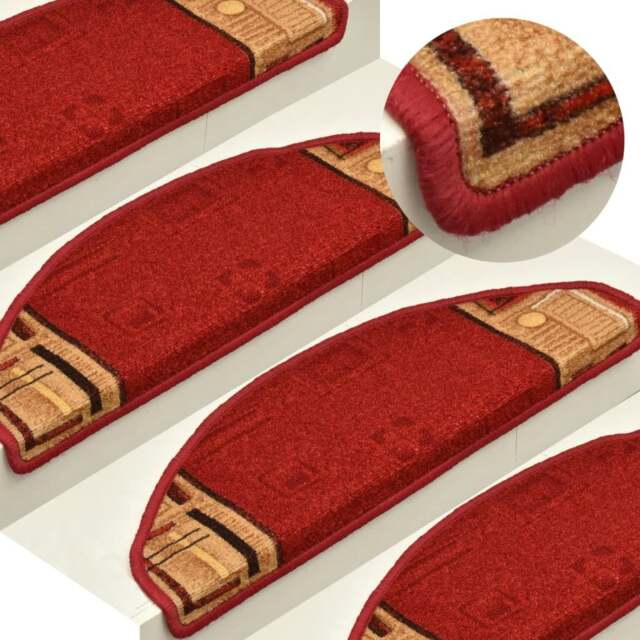 Rackhams Self-adhesive Stair Mats 15 pcs Red 65x21x4 cm