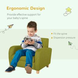Rackhams Children Armchair Mini Sofa Wood Frame Anti-Slip Legs High Back - thumbnail 4