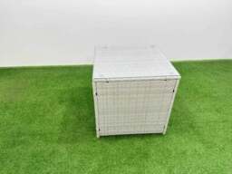 Rackhams Patio Outdoor Garden Furniture Sets with Black Glass Top Dining Table 3 Seater Sofa Side Table 2 Small Stool Light Grey - thumbnail 6