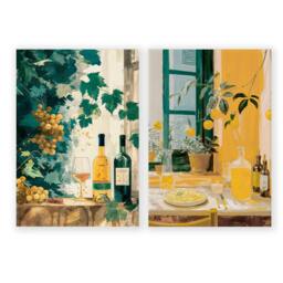 Rackhams Living Room Canvases - Set of 2 Italian Lifestyle Wall art Prints - 12 x 16 inches / 30.5 x 40.65 cm - Polyester Canvas 260 gsm - Canvas wrapped - thumbnail 1
