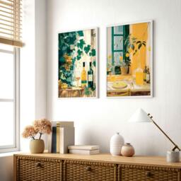 Rackhams Living Room Canvases - Set of 2 Italian Lifestyle Wall art Prints - 12 x 16 inches / 30.5 x 40.65 cm - Polyester Canvas 260 gsm - Canvas wrapped - thumbnail 2