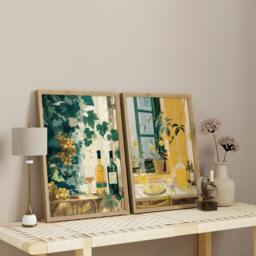Rackhams Living Room Canvases - Set of 2 Italian Lifestyle Wall art Prints - 12 x 16 inches / 30.5 x 40.65 cm - Polyester Canvas 260 gsm - Canvas wrapped - thumbnail 4