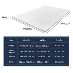 Rackhams Mattress Topper Memory Foam Cooling Bamboo 2 Layer Single Double King 5cm - Small Double - thumbnail 4