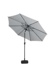 Rackhams 3M Large Rotating Patio Parasol for Outdoor Sunshade and Rain with Plastic Fillable Base - Light Grey - One Size - thumbnail 4