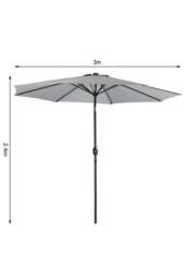 Rackhams 3M Large Rotating Patio Parasol for Outdoor Sunshade and Rain with Plastic Fillable Base - Light Grey - One Size - thumbnail 6