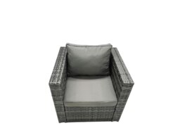 Rackhams Outdoor Dining Table Sofa Armchair Set with Side Table Garden Furniture Set Dark Grey Mixed - thumbnail 6