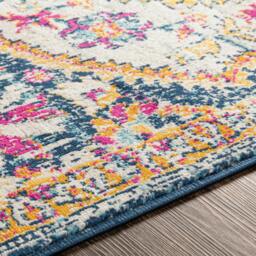Rackhams Floransa-Vintage Yellow Blue Beige Orange Traditional Boho Rug - 80 x 220 cm - thumbnail 4