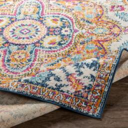 Rackhams Floransa-Vintage Yellow Blue Beige Orange Traditional Boho Rug - 80 x 220 cm - thumbnail 5