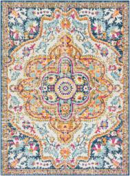Rackhams Floransa-Vintage Yellow Blue Beige Orange Traditional Boho Rug - 80 x 220 cm - thumbnail 3