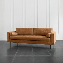 Rackhams Fuller Brown Two Seater, Three Seater Sofa, Real Leather - Ottoman - thumbnail 1
