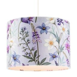 Rackhams Vivid and Chic Lavender Velvet Lamp Shade with Blue and White Flowers - thumbnail 2