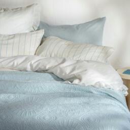Rackhams Light Blue Quilted Cotton Bedspread - Double - thumbnail 3