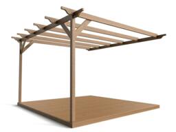 Rackhams Wall Mounted Pergola and Decking Kit Sculpted Design - Rustic Brown - 2.4m x 2.4m - thumbnail 6