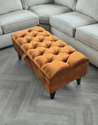 Rackhams BURNT ORANGE - POUFFE - FOOTSTOOL -  STORAGE OTTOMAN - Length 38inches, width 18 inches, height 14.5-15.5 inches (dependent upon legs) - thumbnail 6