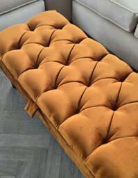 Rackhams BURNT ORANGE - POUFFE - FOOTSTOOL -  STORAGE OTTOMAN - Length 38inches, width 18 inches, height 14.5-15.5 inches (dependent upon legs) - thumbnail 4