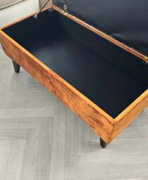 Rackhams BURNT ORANGE - POUFFE - FOOTSTOOL -  STORAGE OTTOMAN - Length 38inches, width 18 inches, height 14.5-15.5 inches (dependent upon legs) - thumbnail 3