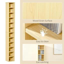 Rackhams 204 CD Tall Narrow Media Storage Tower - Oak Tone - thumbnail 5