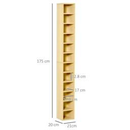 Rackhams 204 CD Tall Narrow Media Storage Tower - Oak Tone - thumbnail 3