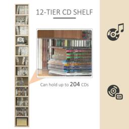 Rackhams 204 CD Tall Narrow Media Storage Tower - Oak Tone - thumbnail 4