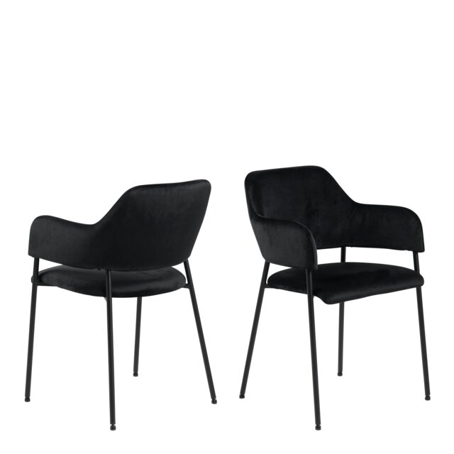 Rackhams Lima Dining Chair with Armrest in Black Set of 2 - 1 - image 1