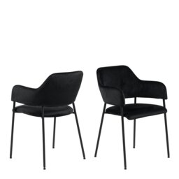 Rackhams Lima Dining Chair with Armrest in Black Set of 2 - 1