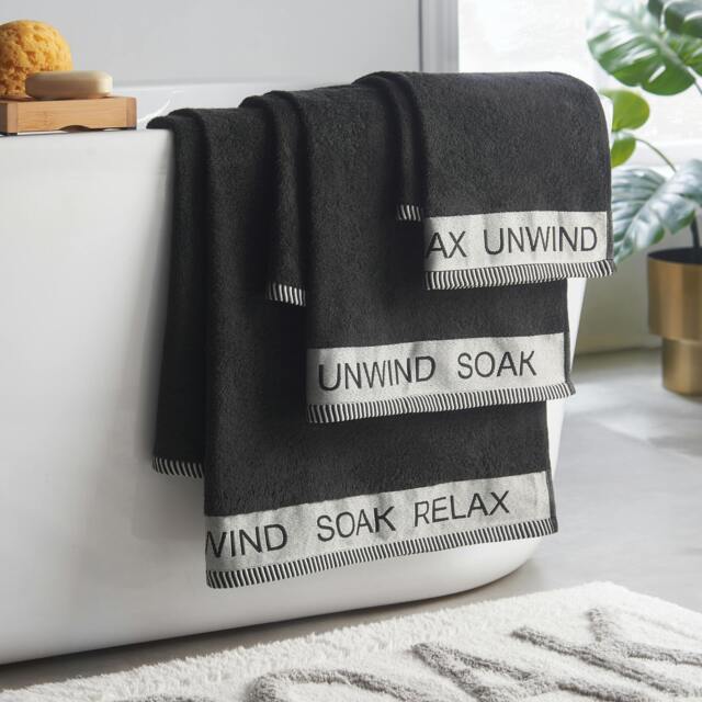 Rackhams Relax And Unwind 4 Piece Towel Set Black - 4 Piece Towel Set - Black - image 1