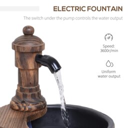 Rackhams Garden Barrel Water Fountain Patio Wood Electric Water Feature w/ Pump - thumbnail 3