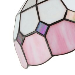 Rackhams Traditional Soft Pink and Opal White Tiffany Glass Pendant Light Shade - thumbnail 4