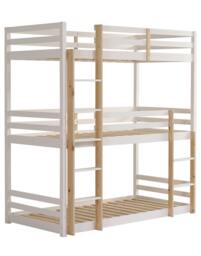 Rackhams Triple Bunk Bed, 3 Tier Solid Pine Frame with Guardrails and 2 Ladders, Sleeps Three - thumbnail 5