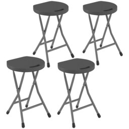 Rackhams Folding Stool Set of 4, Decorative Garden Stool Set, Charcoal Grey - Charcoal Grey - thumbnail 2