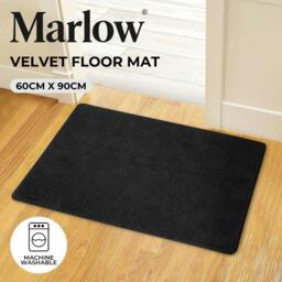 Rackhams Non Slip Door Mat Indoor Entrance Rug Dirt Trapper Washable 60x90cm Black - thumbnail 2